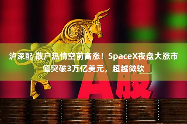 泸深配 散户热情空前高涨！SpaceX夜盘大涨市值突破3万亿美元，超越微软