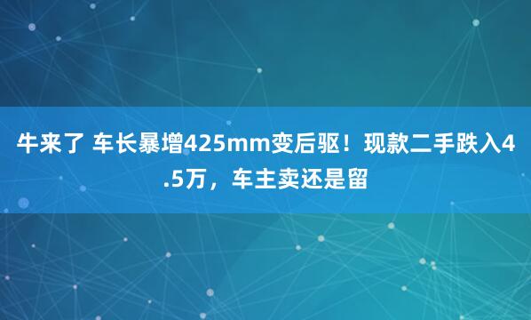牛来了 车长暴增425mm变后驱！现款二手跌入4.5万，车主卖还是留